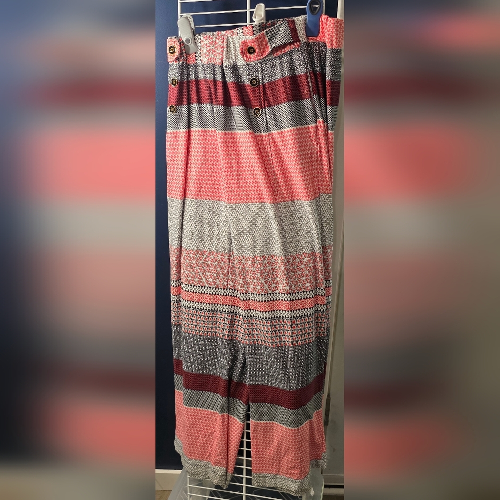 Robert Louis Red and Gray Maxi Skirt